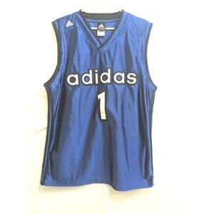 Adidas Basketball Jersey Men's L Blue #1 Embroidered Sleeveless‎ Athletic Casual